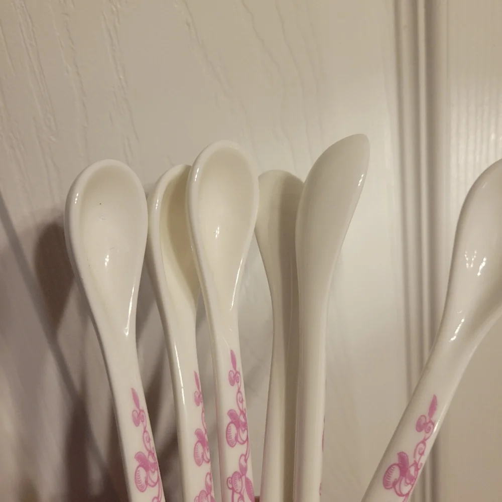 Hotel Starlino Logo Ceramic Spoons (6) ~ Bar Cart ~ Coffee Bar ~ Dessert Spoon